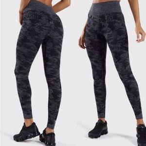GYMSHARK CAMO SEAMLESS LEGGINGS BLACK